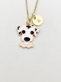 Gold Cute Dalmatian Dog Charm Necklace, N5906