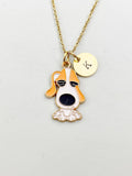 Gold Cute Beagle Dog Charm Necklace, N5907
