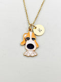 Gold Cute Beagle Dog Charm Necklace, N5907