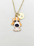 Gold Cute Beagle Dog Charm Necklace, N5907