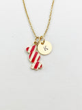 Gold Candy Charm Necklace, Red White, N5909