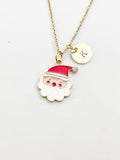 Gold Santa Charm Necklace, Red White, N5910