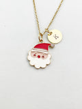 Gold Santa Charm Necklace, Red White, N5910