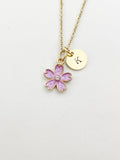 Gold Sakura Flower Charm Necklace, Cherry Blossom, N5911