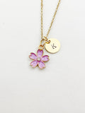 Gold Sakura Flower Charm Necklace, Cherry Blossom, N5911