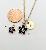 Gold Sakura Flower Charm Necklace, Cherry Blossom, N5912