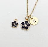 Gold Sakura Flower Charm Necklace, Cherry Blossom, N5912