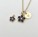 Gold Sakura Flower Charm Necklace, Cherry Blossom, N5912