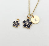 Gold Sakura Flower Charm Necklace, Cherry Blossom, N5912