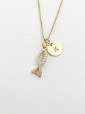 Gold Fish Charm Necklace, N5915