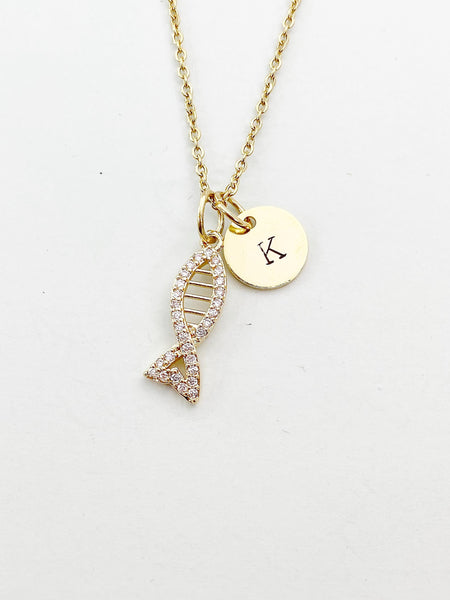 Gold Fish Charm Necklace, N5915
