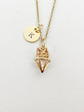 Gold Crown Diamond Cubic Zirconia Charm Necklace, N5917