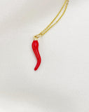 Gold Red Hot Chili Pepper Charm Necklace, N6372B