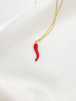 Gold Red Hot Chili Pepper Charm Necklace, N6372B