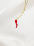 Gold Red Hot Chili Pepper Charm Necklace, N1697B