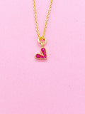 Gold Tiny Pink Cubic Zirconia Heart Charm Necklace, N2347