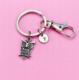 Silver Owl Charm Keychain, Owl Charm, N2651