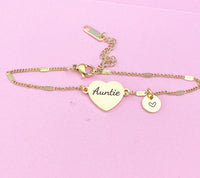 Gold Auntie Bracelet, Aunt Jewelry, Aunt Gift, D473