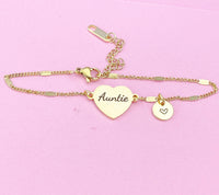 Gold Auntie Bracelet, Aunt Jewelry, Aunt Gift, D473