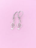 Silver Treble Music Note Earrings, School Band, Music Teacher Gift, Music Melody Gift, N3342A