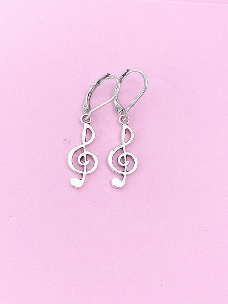 Silver Treble Music Note Earrings, School Band, Music Teacher Gift, Music Melody Gift, N3342A