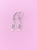 Silver Treble Music Note Earrings, School Band, Music Teacher Gift, Music Melody Gift, N3342A