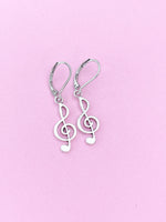 Silver Treble Music Note Earrings, School Band, Music Teacher Gift, Music Melody Gift, N3342A