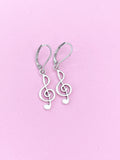Silver Treble Music Note Earrings, School Band, Music Teacher Gift, Music Melody Gift, N3342A
