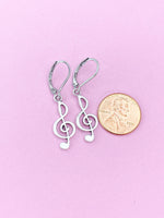Silver Treble Music Note Earrings, School Band, Music Teacher Gift, Music Melody Gift, N3342A