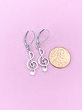 Silver Treble Music Note Earrings, School Band, Music Teacher Gift, Music Melody Gift, N3342A
