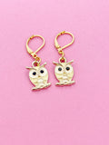 Gold Owl Charm Earrings, Owl Lover Gift, N3055