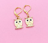 Gold Owl Charm Earrings, Owl Lover Gift, N3055