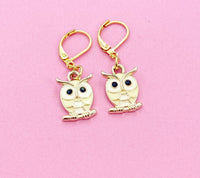 Gold Owl Charm Earrings, Owl Lover Gift, N3055