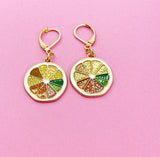 Gold Lemon Slice Charm Earrings, N3221