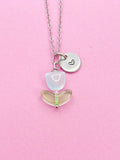 Silver Blue Tulip Necklace, Tulip Charm, Gardening Gifts, Personized Birthday Gifts, N5303I