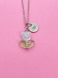 Silver Blue Tulip Necklace, Tulip Charm, Gardening Gifts, Personized Birthday Gifts, N5303I