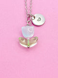 Silver Blue Tulip Necklace, Tulip Charm, Gardening Gifts, Personized Birthday Gifts, N5303I