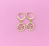 Gold or Silver Volleyball Charm Earrings, N5801