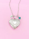 Silver Heart Locket Necklace Gift, N1782