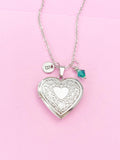 Silver Heart Locket Necklace Gift, N1782