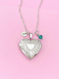 Silver Heart Locket Necklace Gift, N1782