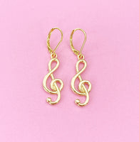 Gold Treble Clef Music Note Charm Earrings, N5802