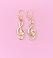 Gold Treble Clef Music Note Charm Earrings, N5802