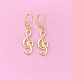 Gold Treble Clef Music Note Charm Earrings, N5802
