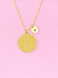 Gold Basketball Charm Necklace, Large Charm, Basketball Player Team Gifts, N5803