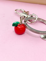 Silver Red Apple Charm Keychain, N3604