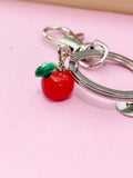 Silver Red Apple Charm Keychain, N3604
