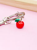 Silver Red Apple Charm Keychain, N3604
