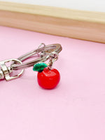 Silver Red Apple Charm Keychain, N3604