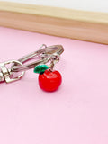 Silver Red Apple Charm Keychain, N3604